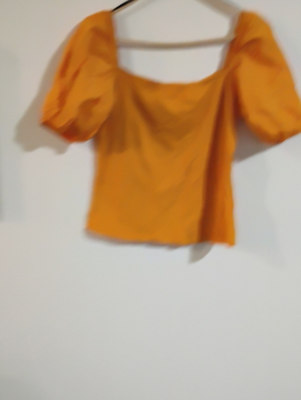H&M Puff-Sleeve Square Neck Top in Mustard